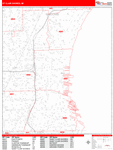 St. Clair Shores Wall Map Red Line Style